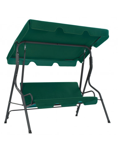 Panchina a Dondolo da Giardino Verde 170x110x153 cm in Tessuto