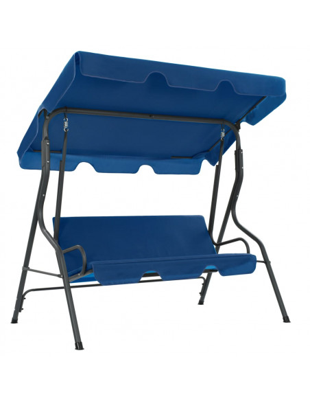 Panchina a Dondolo da Giardino Blu Scuro 170x110x153 cm Tessuto