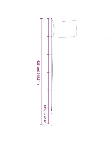 Asta Sezionale per Bandiere Argento 6,23 m in Alluminio