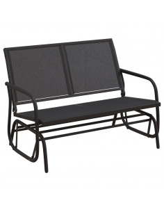 Panca Glider Giardino Nera 120,5x76x86,5 cm Textilene e Acciaio 2