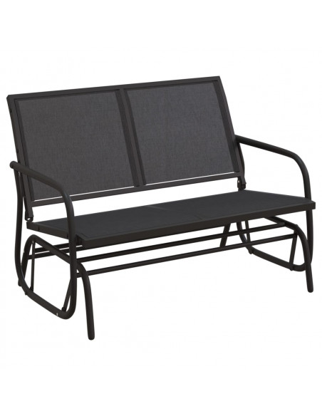Panca Glider Giardino Nera 120,5x76x86,5 cm Textilene e Acciaio