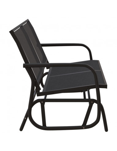 Panca Glider Giardino Nera 120,5x76x86,5 cm Textilene e Acciaio