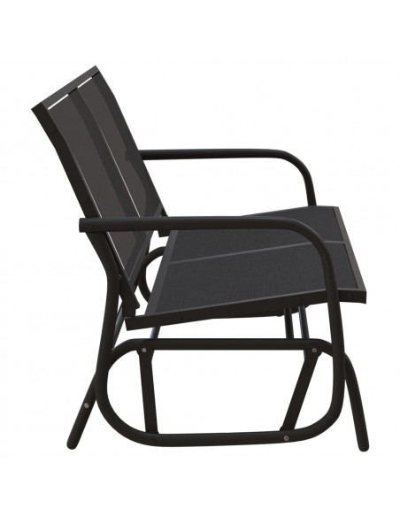 Panca Glider Giardino Nera 120,5x76x86,5 cm Textilene e Acciaio