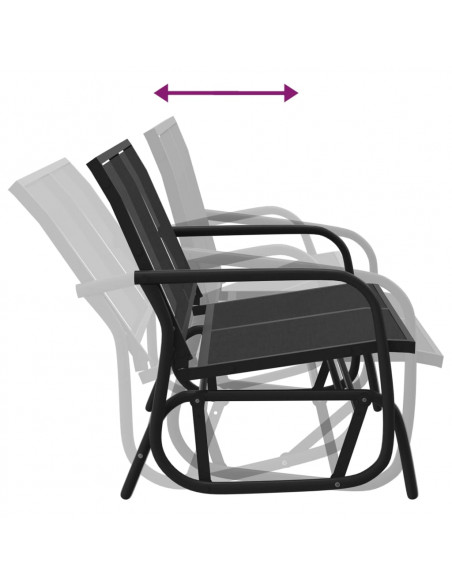 Panca Glider Giardino Nera 120,5x76x86,5 cm Textilene e Acciaio