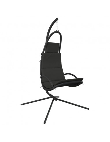 Sedia a Dondolo Giardino Cuscino Grigio Scuro Tessuto e Acciaio