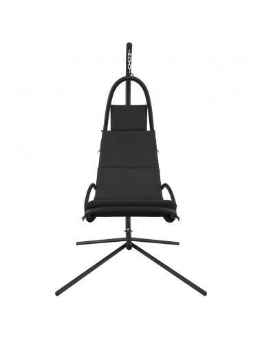 Sedia a Dondolo Giardino Cuscino Grigio Scuro Tessuto e Acciaio