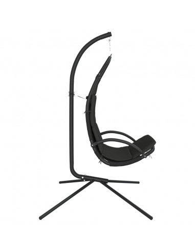 Sedia a Dondolo Giardino Cuscino Grigio Scuro Tessuto e Acciaio