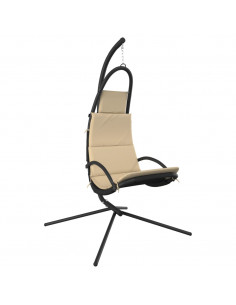 Sedia Dondolo Giardino con Cuscino Crema Tessuto Oxford Acciaio 2