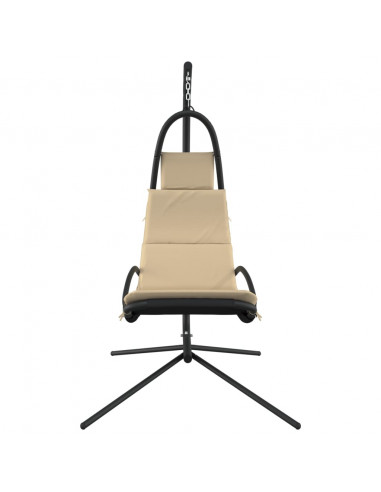 Sedia Dondolo Giardino con Cuscino Crema Tessuto Oxford Acciaio
