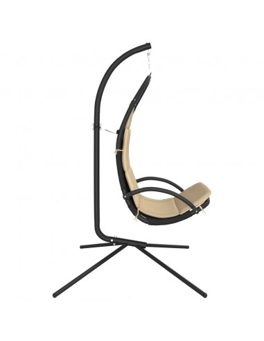 Sedia Dondolo Giardino con Cuscino Crema Tessuto Oxford Acciaio