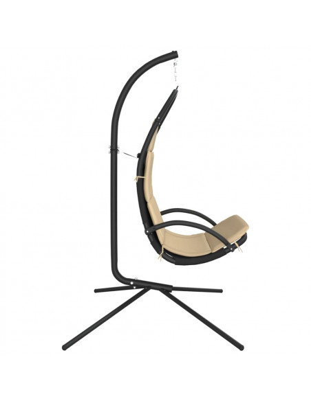 Sedia Dondolo Giardino con Cuscino Crema Tessuto Oxford Acciaio