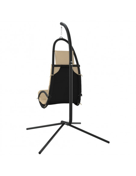 Sedia Dondolo Giardino con Cuscino Crema Tessuto Oxford Acciaio