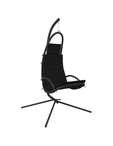 Sedia Dondolo Giardino con Cuscino Nero Tessuto Oxford Acciaio