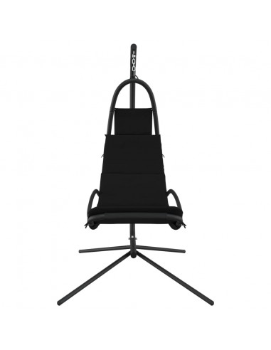 Sedia Dondolo Giardino con Cuscino Nero Tessuto Oxford Acciaio