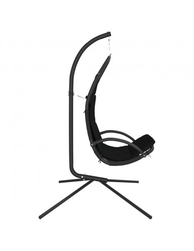 Sedia Dondolo Giardino con Cuscino Nero Tessuto Oxford Acciaio