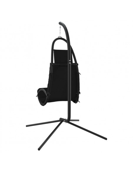 Sedia Dondolo Giardino con Cuscino Nero Tessuto Oxford Acciaio