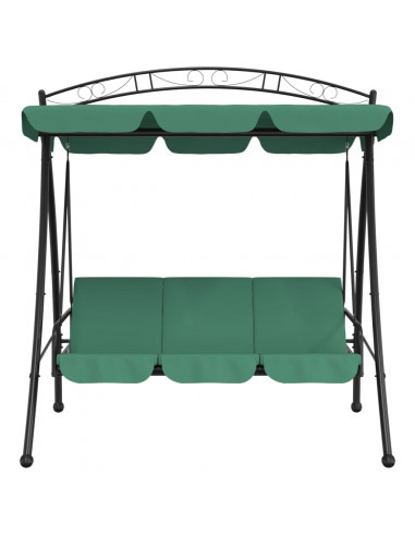 Panca a Dondolo con Baldacchino Verde 198 cm Tessuto e Acciaio