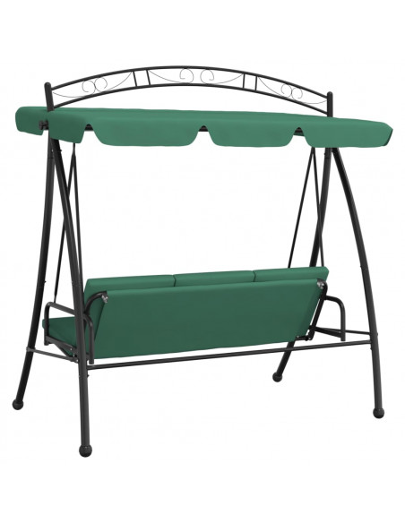 Panca a Dondolo con Baldacchino Verde 198 cm Tessuto e Acciaio
