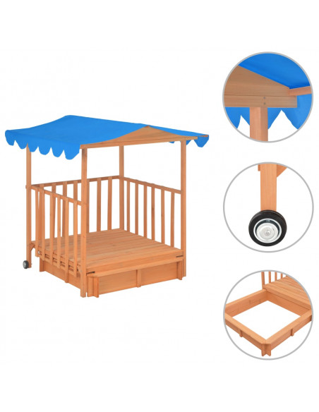 Casetta dei Giochi con Sabbiera in Legno di Abete Blu UV50