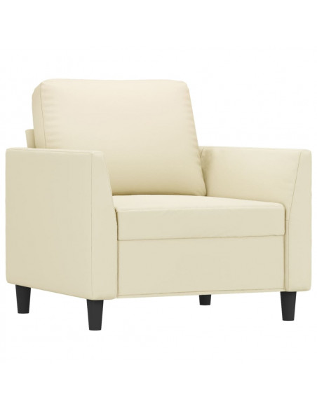 Set di Divani 3 pz con Cuscini crema in Similpelle