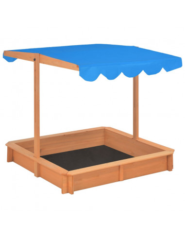 Sabbiera con Tetto Regolabile in Legno di Abete 115x115x115 cm