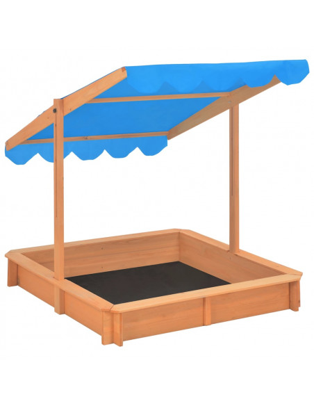 Sabbiera con Tetto Regolabile in Legno di Abete 115x115x115 cm