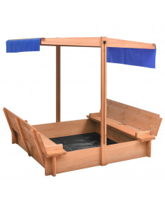 Sabbiera con Tetto in Legno di Abete 112x112x112 cm 2