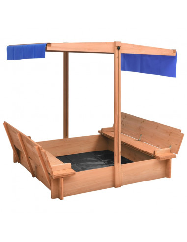 Sabbiera con Tetto in Legno di Abete 112x112x112 cm