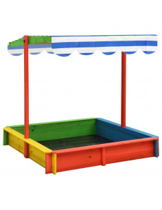 Sabbiera con Tetto Regolabile in Legno Abete Multicolore UV50 2