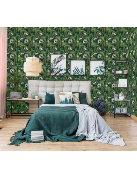 DUTCH WALLCOVERINGS Carta da Parati "Eden" Nero e Verde Scuro