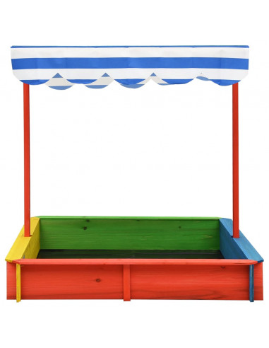 Sabbiera con Tetto Regolabile in Legno Abete Multicolore UV50