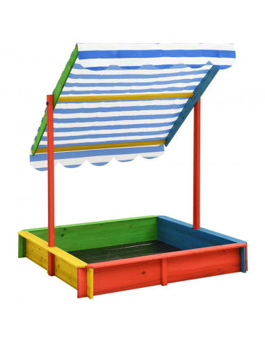 Sabbiera con Tetto Regolabile in Legno Abete Multicolore UV50