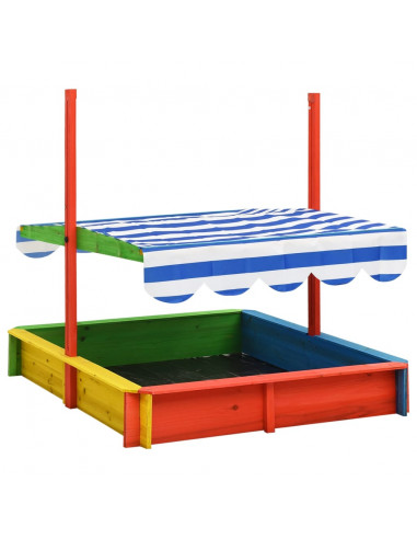 Sabbiera con Tetto Regolabile in Legno Abete Multicolore UV50