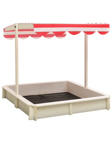 Sabbiera con Tetto Regolabile Legno Abete Bianco e Rosso UV50