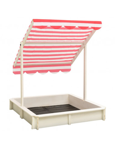 Sabbiera con Tetto Regolabile Legno Abete Bianco e Rosso UV50