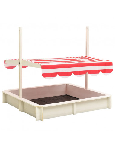 Sabbiera con Tetto Regolabile Legno Abete Bianco e Rosso UV50