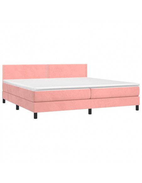 Letto a Molle con Materasso e LED Rosa 200x200 cm in Velluto