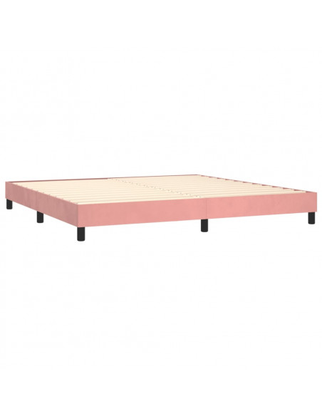 Letto a Molle con Materasso e LED Rosa 200x200 cm in Velluto