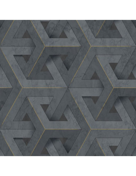DUTCH WALLCOVERINGS Carta da Parati Onyx Antracite e Oro