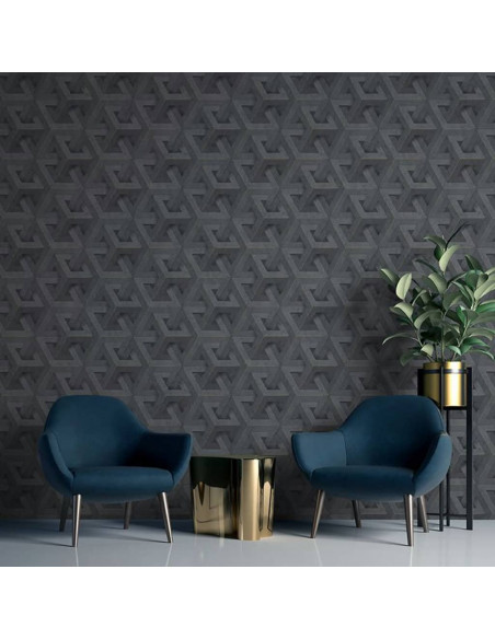 DUTCH WALLCOVERINGS Carta da Parati Onyx Antracite e Oro
