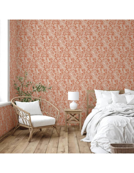 DUTCH WALLCOVERINGS Carta da Parati Mae Arancione e Beige