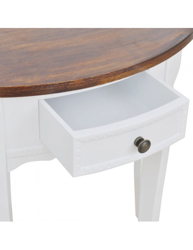 Tavolo Consolle con Cassetto e Piano Marrone Semicircolare