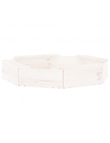 Sabbiera con Sedute Bianca Ottagonale in Legno Massello di Pino
