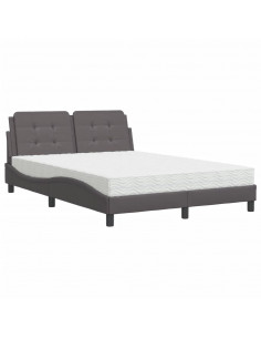 Letto con Materasso Grigio 140x190 cm in Similpelle 2