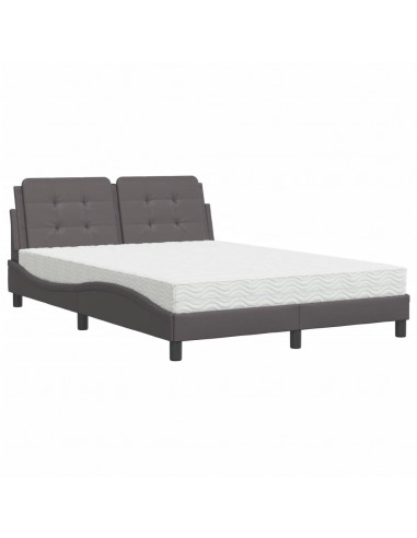 Letto con Materasso Grigio 140x190 cm in Similpelle