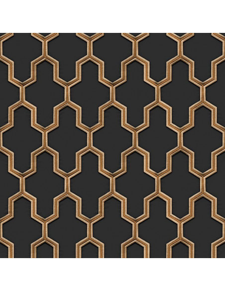 DUTCH WALLCOVERINGS Carta da Parati Geometric Nero e Oro