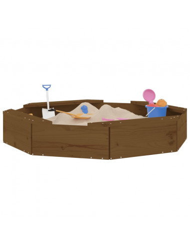 Sabbiera con Sedute Miele Ottagonale in Legno Massello di Pino