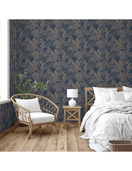 DUTCH WALLCOVERINGS Carta da Parati Joelle in Argento e Blu
