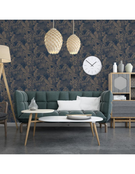 DUTCH WALLCOVERINGS Carta da Parati Joelle in Argento e Blu