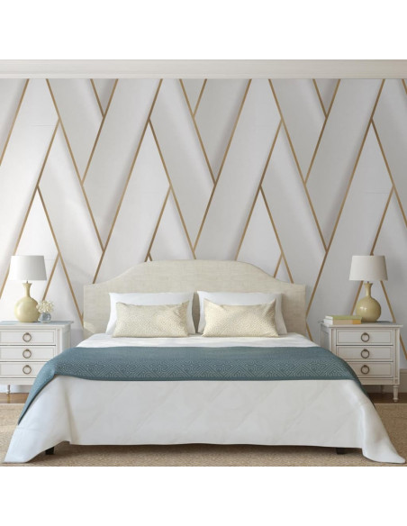 DUTCH WALLCOVERINGS Carta da Parati Geometric Bianco e Oro